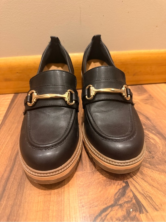 Time and Tru Shoes - Time and Tru Black Loafers with Gold Bit Accent